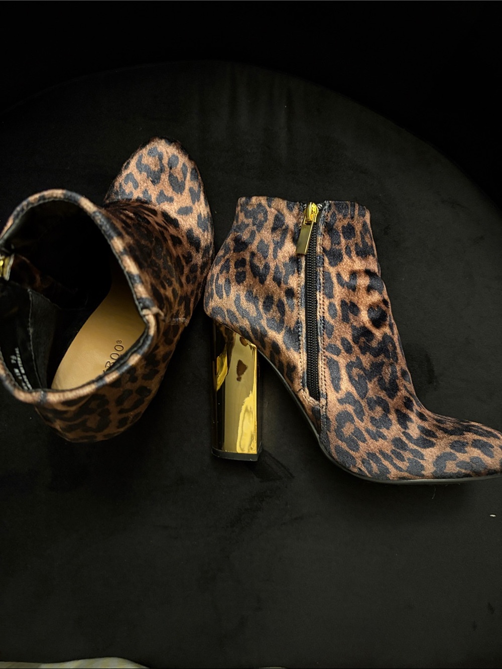 Leopard Print Ankle Boots with Gold Heel 4inches high